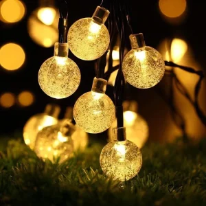 Outdoor Solar Powered String Waterproof Lights Garland 100LED Fairy String Lights Bubble Crystal Ball Lights Decorative