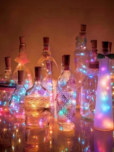 Outdoor Solar Re-ignite Copper Wire String Lights Homestay Small Courtyard LED Glowing Wine Bottle Caps Spring Festival Scene
