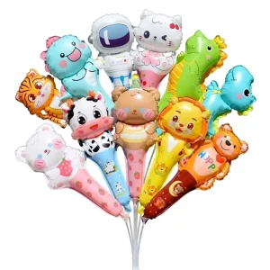Outdoor Sports Activity Toy Balloons Foil Inflatable Holding Stick Customized Cartoon Texts Printing OEM/ODM Handheld Balloons