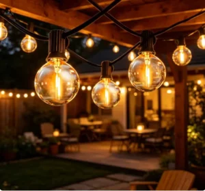 Outdoor String Lights G40 Globe Patio Lights with 30 Edison Shatterproof Bulbs Waterproof Connectable Hanging Christmas Lights