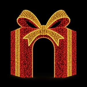 Outdoor Walk Through LED Christmas Gift Box Arch Motif Light for Winter Wonderland Festival Garden Theme Park Gateway Decor