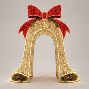Outdoor Walk-through Christmas Bell Light Gold 10ft Warm White 2700K IP65 Shopping Mall Street Decoration CE RoHS SAA
