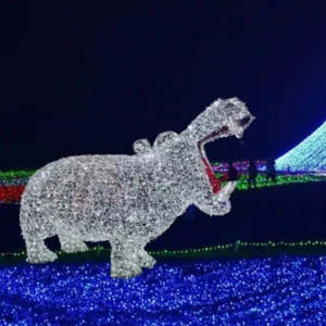 Outdoor Waterproof 3D Rope Light Large LED Christmas Light Wire Frame Animal Hippo for Commercial Festival Yard Decor