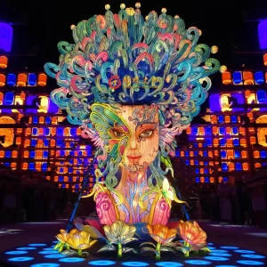 Outdoor Waterproof Chinese Style Festival Cloth Fabric Silk Decorative Parade Festival Lanterns