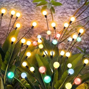 Outdoor Waterproof IP65 Christmas Wedding Party Decoration Firefly Festival 6 8 10 Led Swaying Rgb Firefly Solar Garden Light