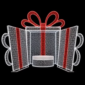 Outdoor Waterproof LED Christmas Gift Box Motif Light with Seating Bench for Hotel Resort City Square Mall Park Decoration