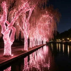 Outdoor Waterproof LED Fiber Optic Net Tree Lamp Tree of Life Landscape Lighting Holiday Decorations RGB Full Color Garden Light