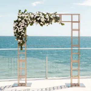 Outdoor Wedding Ceremony Supplies Gold Stainless Steel Flowers Decoration Backdrop for Wedding Events Decor