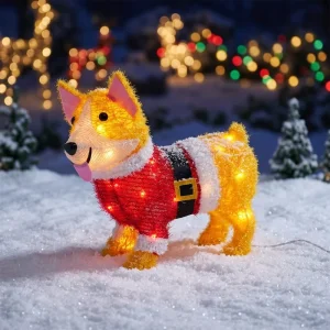 Outdoor Yard Garden Decoration 17.5 Inch 35L LED Dog Motif Light 220V Christmas Season Holiday Ornament DH Iron Animal