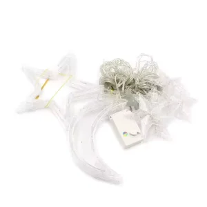Outdoor and Indoor Decorations LED Moon and Star Christmas Curtain Lights Suitable for Weddings Homes Bedrooms