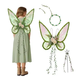 PARTYMENT New Holiday Party Stage Women’s Cos Wings Back Decoration Leaf Elf Decorative Forest Fairy Wings Cosplay Costume