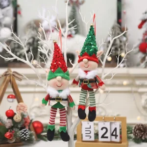 PARTYMENT Whimsical Cartoon Elf Doll Ornaments for Christmas Tree Decor New Year Holiday Party Supply Set of 12
