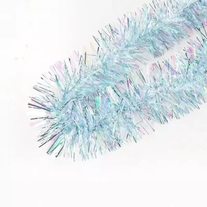 批发定制金属丝花环闪亮彩色圣诞装饰品花环PE聚氯乙烯宠物金属化派对装饰薄膜