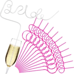 PET Party Bride Straw Bridal Party Supplies Ecofriendly Plastic Straw