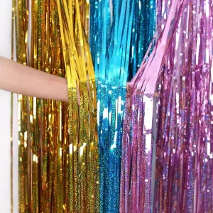 PET Polyester Foil Fringe Curtains for Party Wedding Birthday Festival Decorations Drapes Backdrops