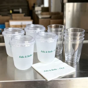 PP Custom Logo Printed 10 12 14 16 Oz Crystal Clear Disposable PET Beverage Tea Milk Soda Drinking Plastic Cup Wedding