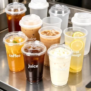 PP PET PLA MATERIAL Custom Logo Printed 16oz Single Wall Hard PP Coffee Plastic Cups with Lids Reusable Matcha Drink Cold Coffee