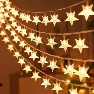 PVC LED String Lights Indoor Outdoor Warm White Christmas Yard Decorations IP44 Battery Powered 2-10m CRI 80 Star Fairy