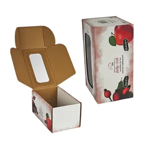 PVC Visible Window Kraft Corrugated Cardboard Christmas Apple Gift Packaging Transport Fruit Airplane Box for Holiday Gifting