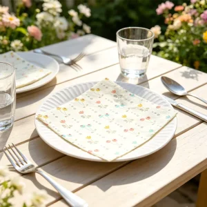 Pack Disposable Napkins Yellow Flower Pattern Party Decorative Tableware Soft Absorbent Paper Eco Friendly Biodegradable Sheets