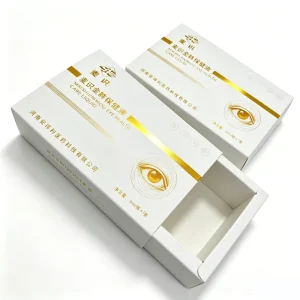 Packaging Boxes Custom White Drawer Box with Gold Foil for Luxury Eye Care Liquid Packaging