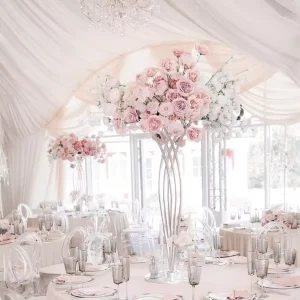 Painted White Flower Stand Gold Wedding Centerpiece Party Arch Backdrop Decoration Wedding Ornaments Floral Centerpieces