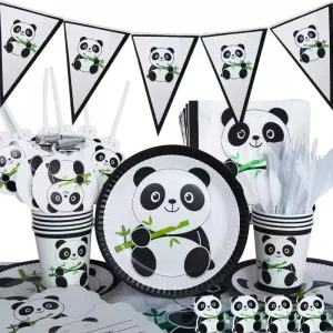 Panda Birthday Party Decoration Props Festival Panda Party Tableware Set Paper Cups Tissue Popcorn