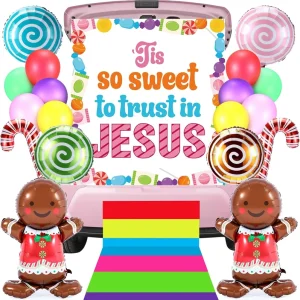 Panelee Christmas Religious Party Decorations Kit Christian Jesus Backdrop Banner Balloons Tassels Church Nativity Scene