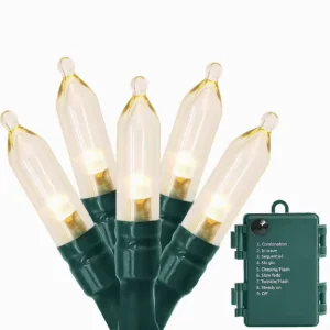 Panjixin 圣诞灯串 50 颗 LED 迷你灯 8 种模式 绿色电线 带定时器 圣诞树花环 派对室内 室外装饰