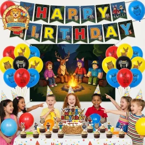 Paper Birthday Party Decoration Set with Balloon Cake Topper Backdrop Thanksgiving & Diwali Supplies Baby Shower Gift