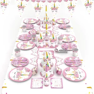 Paper Christmas Unicorn Party Set Decorations Customizable Event Supplies