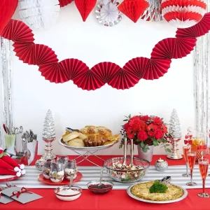 Paper Folding Fan Pulling Flower Ribbon Decorations for Chinese New Year Valentine’s Day Father’s Day Christmas Parties