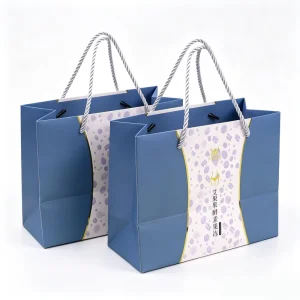 Paper Gift Bag Custom OEM Full Color Print Bag with Twisted Rope Handle for High End Gift Packaging