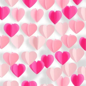 Paper Heart Garland Streamers Banner for Valentine’s Day Mother’s Day Wedding Party Decoration