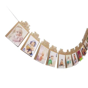 Paper Photo Decoration Garland Baby’s First Birthday Photo Frame Banner Background Wall December Hanging Banner