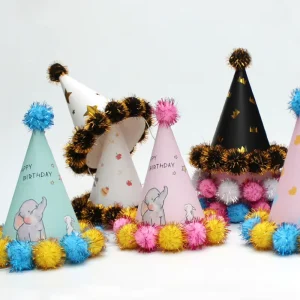 Paper Plastic Birthday Hats Conical Shape Party Supplies OEM Custom Logo Available