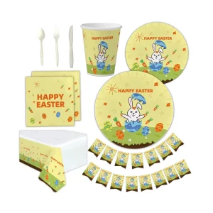 Paper Tableware Cake Napkins Cups Plates for Community Party for Easter Party
