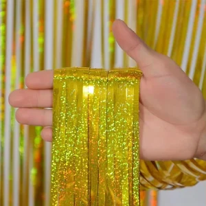 Party Backdrop Iridescent Tinsel Fringe Foil Curtain Graduation Birthday Wedding Anniversary Decoration 1*2M Photo Booth Props