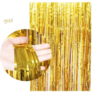 Party Backdrop Tinsel Fringe Aluminum Thick Gold Door Colourful Shimmer Foil Curtain