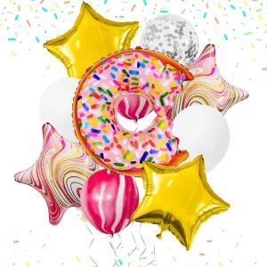 Party Balloon Set Cartoon Donut Five Pointed Star Aluminum Foil Balloons for Birthday Party Decorations Party Supplies