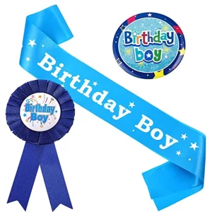 Party Birthday Boy & Girl Satin Badge Sash Pin Supplies for Party Decoration Waterproof & Durable Valentine’s Day Pink Blue