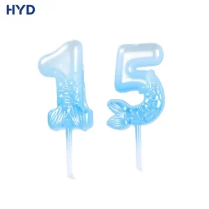 Party Cake Decoration Mermaid Tail Shaped Birthday Candles Customized Metallic Gradient Color