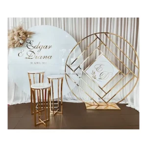Party Ceremony Birthday Wedding Decoration Round Frame Wall Wedding Stage Decoration Golden Wedding Backdrop
