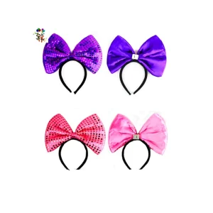Party Costume LED Flashing Light Up Sequin Large Bow Headbands HPC-2747