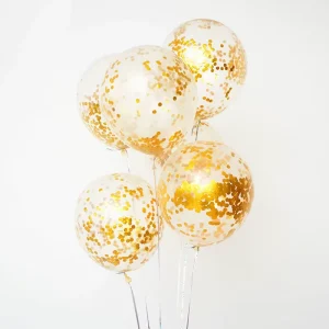 Party Decoration 12 Inch Clear Gold Color Sequin Latex Confetti Balloons