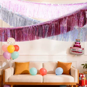 Party Decoration 3*0.3m Backdrop Metallic Tinsel Foil Curtains Wedding Party Backdrop Decoration Background
