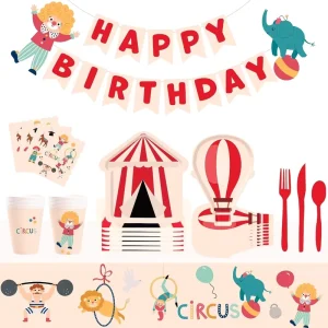Party Decoration Circus Clown Theme Disposable Tableware Set Paper Plates and Paper Napkins