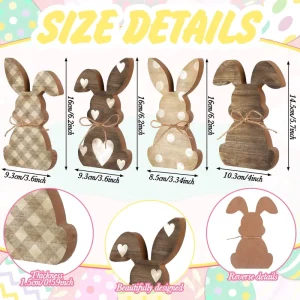 Party Decoration Easter Bunny Ornament Wooden Craft Piece Easter-themed Desktop Decoration Wooden Bunny Ornament