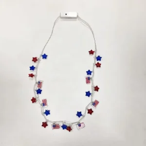 Party Decoration LED Glowing Necklace American Flag Light up Bulb Necklace