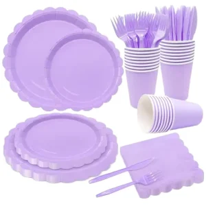 Party Decoration Solid Color Cutlery Paper Dinner Plates Sets Party Supplies Set for Birthday Party Decoration